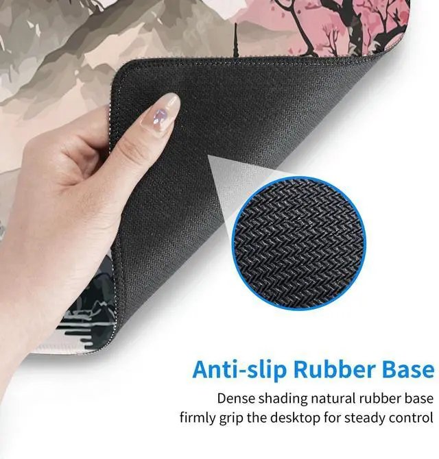 Alt view image 5 of 7 - KEHIPI Watercolor Japanese Large Gaming Mouse Pad,Mouse Pad Gaming 31.5 x 11.8 in Mouse Mat Desk Pad,Large Desk Mat,Extended Keyboard Mousepad with Non-Slip Base and Stitched Edge for Desk Home Office