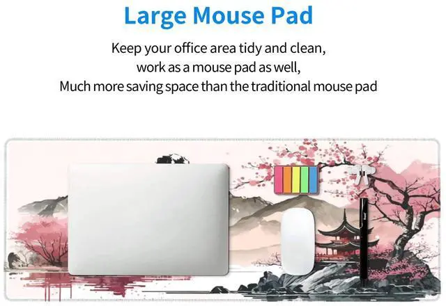 Alt view image 6 of 7 - KEHIPI Watercolor Japanese Large Gaming Mouse Pad,Mouse Pad Gaming 31.5 x 11.8 in Mouse Mat Desk Pad,Large Desk Mat,Extended Keyboard Mousepad with Non-Slip Base and Stitched Edge for Desk Home Office