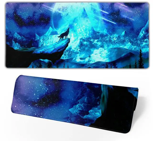Main image of KEHIPI Gaming Mouse Pad Anime Mousepad Large Extended Wolves Gaming Mouse Mat with Stitched Edges Wolf Office Decor with Non-Slip Rubber Base Desk Mat for Work Gaming Office Home 31.5'' X 11.8'' Inch