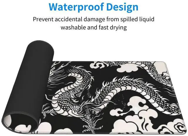 Alt view image 3 of 7 - KEHIPI Gaming Mouse Pad Desk Pad,Extended Big Mouse Pad,31.5x11.8 Inch Long Computer Keyboard Mouse Mat Mousepad with 3mm Non-Slip Base and Stitched Edge for Gaming and Office (Loong)