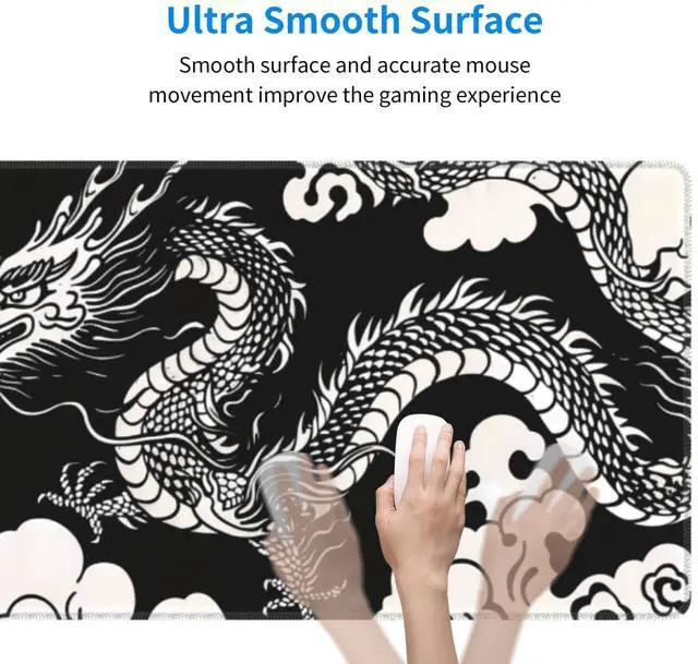 Alt view image 4 of 7 - KEHIPI Gaming Mouse Pad Desk Pad,Extended Big Mouse Pad,31.5x11.8 Inch Long Computer Keyboard Mouse Mat Mousepad with 3mm Non-Slip Base and Stitched Edge for Gaming and Office (Loong)