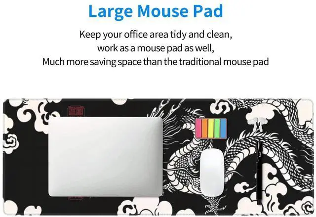 Alt view image 6 of 7 - KEHIPI Gaming Mouse Pad Desk Pad,Extended Big Mouse Pad,31.5x11.8 Inch Long Computer Keyboard Mouse Mat Mousepad with 3mm Non-Slip Base and Stitched Edge for Gaming and Office (Loong)