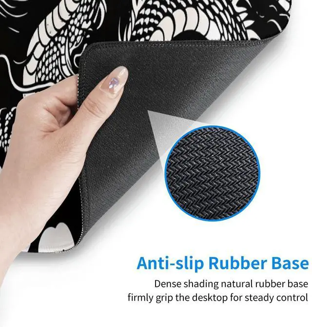 Alt view image 5 of 7 - KEHIPI Gaming Mouse Pad Desk Pad,Extended Big Mouse Pad,31.5x11.8 Inch Long Computer Keyboard Mouse Mat Mousepad with 3mm Non-Slip Base and Stitched Edge for Gaming and Office (Loong)