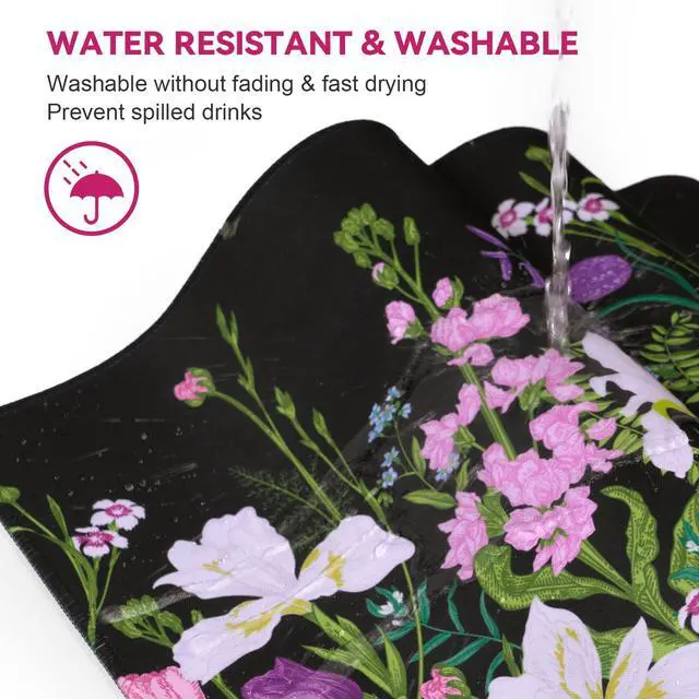 Alt view image 7 of 7 - KEHIPI Large Gaming Mouse Pad Keyboard Pad 31.5 x 11.8 in Gaming Pad Black Mouse Pad with Anti-Slip Rubber Base, Extended Mouse Mat XL Mouse Pad Large Mouse Mat(Flower)