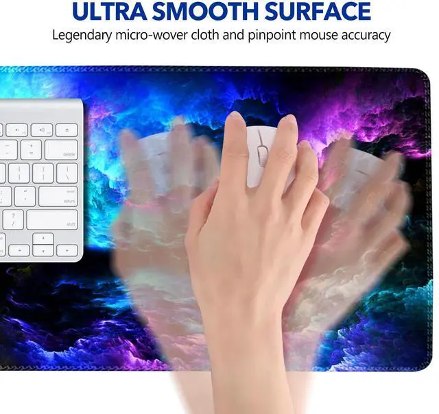 Alt view image 3 of 7 - KEHIPI Extended Gaming Mouse Pad Desk Mat, Large Mousepad with Stitched Edges (35x15.7 in), Keyboard Mouse Mat Stable Rubber Base Desk Pad for Work, Game - Gorgeous Nebula Galaxy