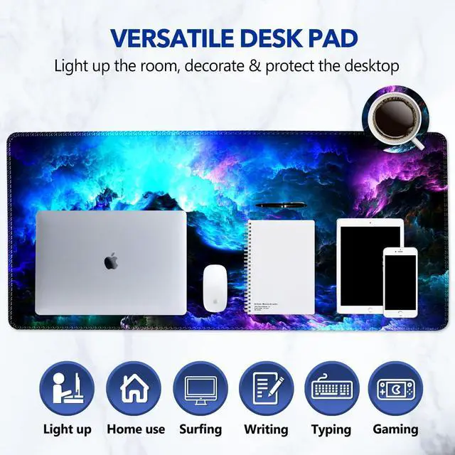 Alt view image 2 of 7 - KEHIPI Extended Gaming Mouse Pad Desk Mat, Large Mousepad with Stitched Edges (35x15.7 in), Keyboard Mouse Mat Stable Rubber Base Desk Pad for Work, Game - Gorgeous Nebula Galaxy