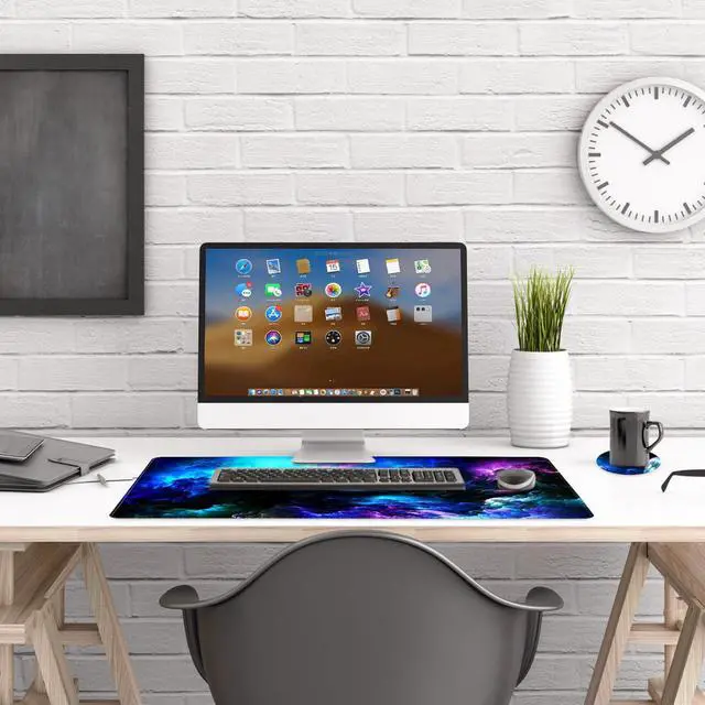 Alt view image 5 of 7 - KEHIPI Extended Gaming Mouse Pad Desk Mat, Large Mousepad with Stitched Edges (35x15.7 in), Keyboard Mouse Mat Stable Rubber Base Desk Pad for Work, Game - Gorgeous Nebula Galaxy