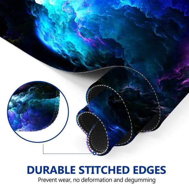 Alt view image 7 of 7 - KEHIPI Extended Gaming Mouse Pad Desk Mat, Large Mousepad with Stitched Edges (35x15.7 in), Keyboard Mouse Mat Stable Rubber Base Desk Pad for Work, Game - Gorgeous Nebula Galaxy