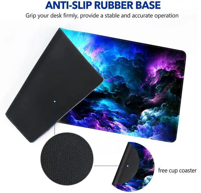 Alt view image 4 of 7 - KEHIPI Extended Gaming Mouse Pad Desk Mat, Large Mousepad with Stitched Edges (35x15.7 in), Keyboard Mouse Mat Stable Rubber Base Desk Pad for Work, Game - Gorgeous Nebula Galaxy