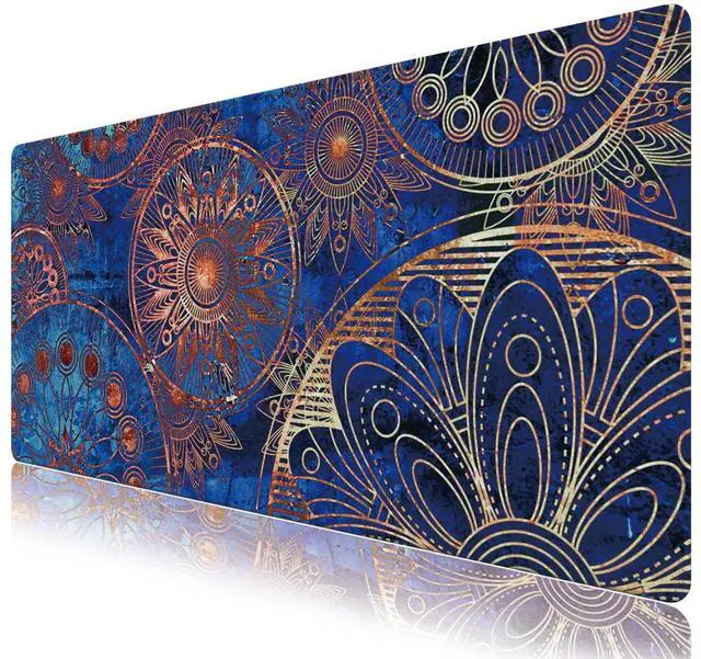 Main image of KEHIPI Extended Gaming Mouse Pad Mat- Large Desk Mat Non-Slip Rubber Base Computer Desktop Laptop Keyboard Mouse Mat Stitched Edges, 35.1x15.75 in XXL Waterproof Mousepad for Work & Game, Mandala