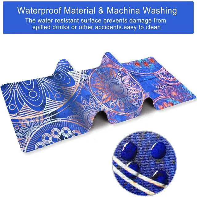 Alt view image 5 of 7 - KEHIPI Extended Gaming Mouse Pad Mat- Large Desk Mat Non-Slip Rubber Base Computer Desktop Laptop Keyboard Mouse Mat Stitched Edges, 35.1x15.75 in XXL Waterproof Mousepad for Work & Game, Mandala