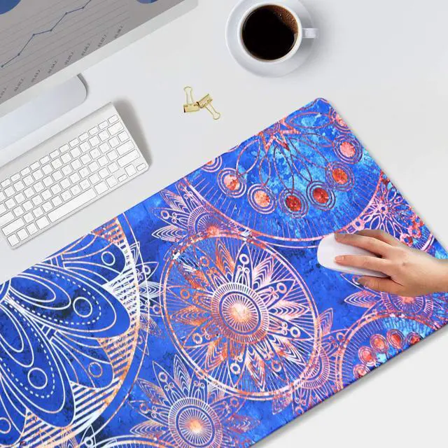 Alt view image 7 of 7 - KEHIPI Extended Gaming Mouse Pad Mat- Large Desk Mat Non-Slip Rubber Base Computer Desktop Laptop Keyboard Mouse Mat Stitched Edges, 35.1x15.75 in XXL Waterproof Mousepad for Work & Game, Mandala