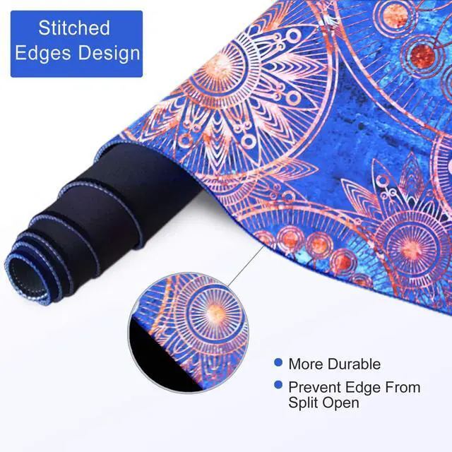 Alt view image 4 of 7 - KEHIPI Extended Gaming Mouse Pad Mat- Large Desk Mat Non-Slip Rubber Base Computer Desktop Laptop Keyboard Mouse Mat Stitched Edges, 35.1x15.75 in XXL Waterproof Mousepad for Work & Game, Mandala