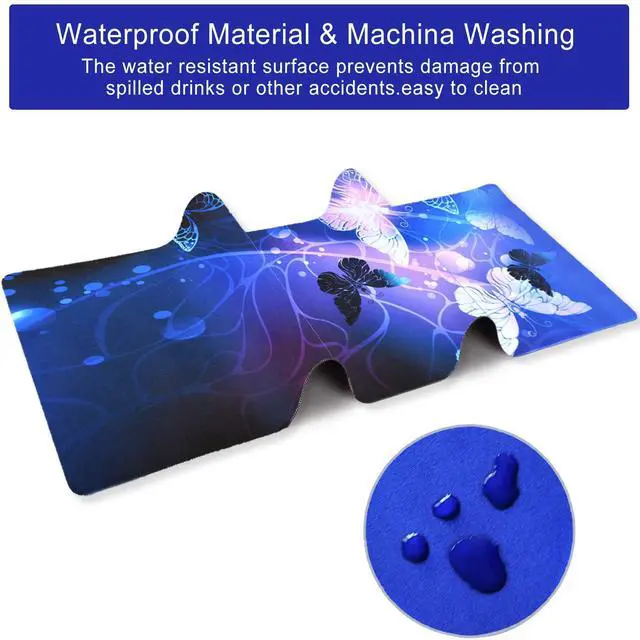 Alt view image 5 of 7 - KEHIPI Extended Gaming Mouse Pad Mat Large Desk Mat Non Slip Rubber Base Computer Desktop Laptop Keyboard Mouse Mat Stitched Edges, 35.1x15.75 inch XXL Waterproof Mousepad for Work Game, Butterfly