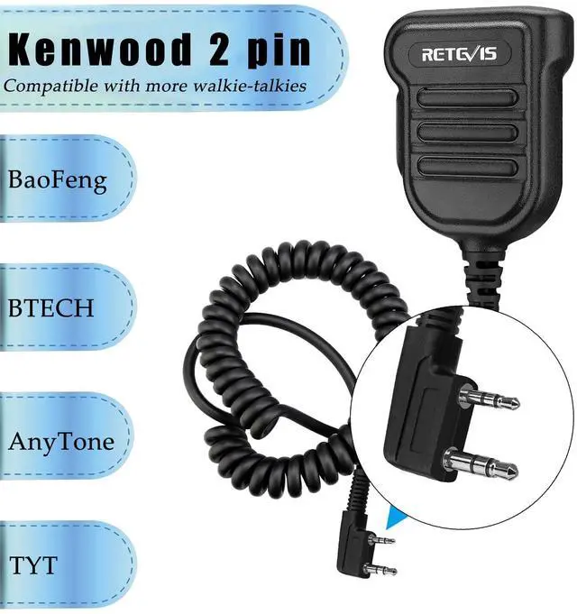 Alt view image 2 of 7 - KEHIPI Heavy Radio Microphone,IP54 Waterproof Shoulder Mic,Police Walkie Talkie Mic,for RT22 H777 RT21 RT68 RT86 RT85,Compatible with BAOFENG UV-5R BF-F8HP UV-5G Plus 5RM BF-888S Kenwood BTECH(1Pack)