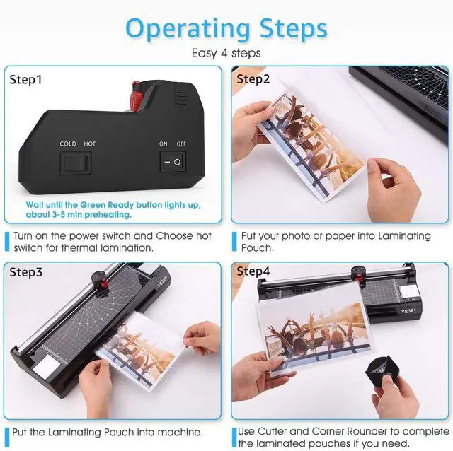 Alt view image 6 of 7 - KEHIPI Laminator Machine for A3/A4/A6, YE381 13inch Thermal & Cold Laminating Machine for Home Office School Teacher Use with 50 Pouches, Paper Trimmer and Corner Rounder