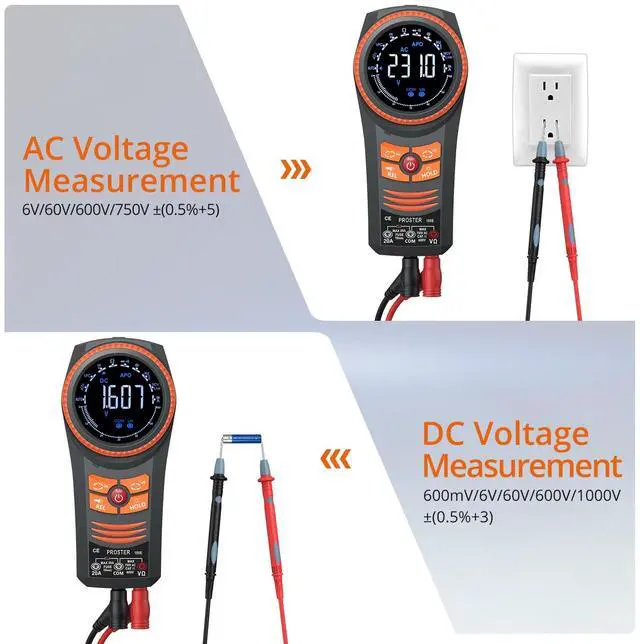 Alt view image 6 of 7 - KEHIPI Digital Multimeter 6000 Count Smart Meter TRMS Color Screen Voltage Current Capacitance Tester NCV Temperature