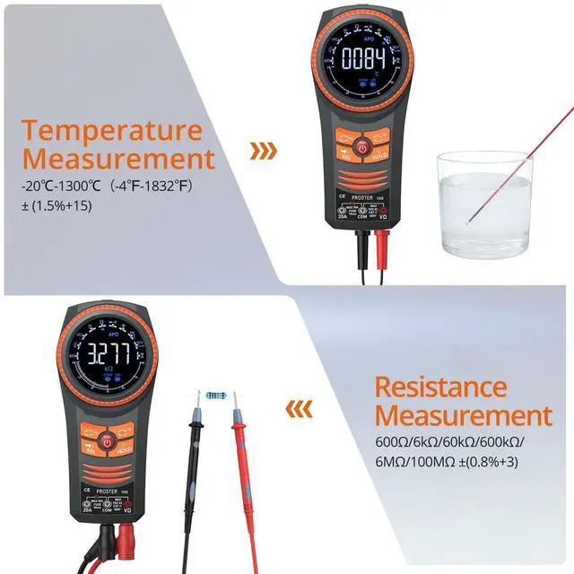 Alt view image 7 of 7 - KEHIPI Digital Multimeter 6000 Count Smart Meter TRMS Color Screen Voltage Current Capacitance Tester NCV Temperature