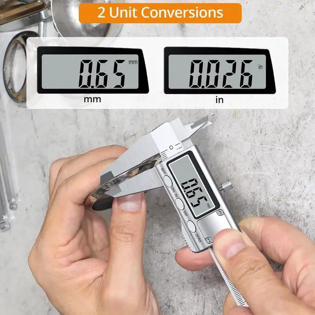 Alt view image 4 of 6 - KEHIPI 4 inch/100mm Digital Caliper, Stainless Steel Electronic Calipers Measuring Tool inch/mm Conversion, Large LCD Screen