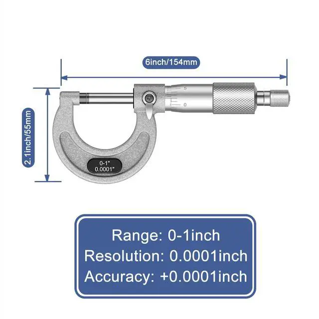 Alt view image 3 of 7 - KEHIPI Outside Micrometer Set, 4 Pcs Machinist Tool Set(0-1'' 1-2'' 2-3'' 3-4''), 0.0001" Graduation Micrometer Set, Alloy Precision Micrometer, Micrometer Standard Set with Case - Grey