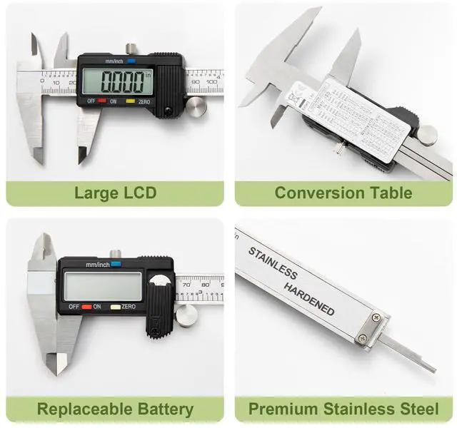 Alt view image 7 of 7 - KEHIPI Digital Caliper 0-12" Measuring Tool with Metal Ruler, Micrometer Caliper with Auto-Off Feature, Interchangeable Between inches and millimeters for DIY/Household and 3D Printing, Black