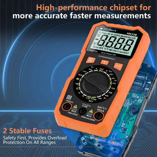 Alt view image 3 of 7 - KEHIPI Multimeter Tester 2000 Counts Digital Multimeter with DC AC Voltmeter and Ohm Volt Amp Meter, Tests Live Wire, Continuity, Temperature, Diode Measuring and NCV - HK33B