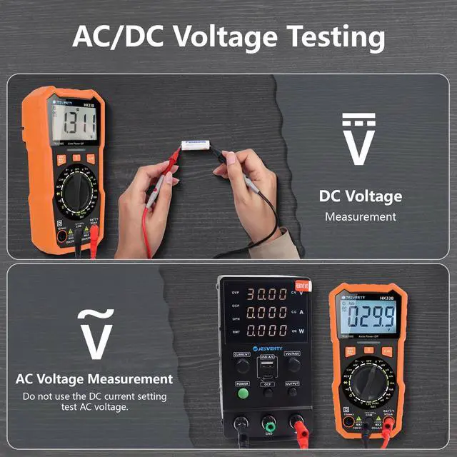Alt view image 7 of 7 - KEHIPI Multimeter Tester 2000 Counts Digital Multimeter with DC AC Voltmeter and Ohm Volt Amp Meter, Tests Live Wire, Continuity, Temperature, Diode Measuring and NCV - HK33B