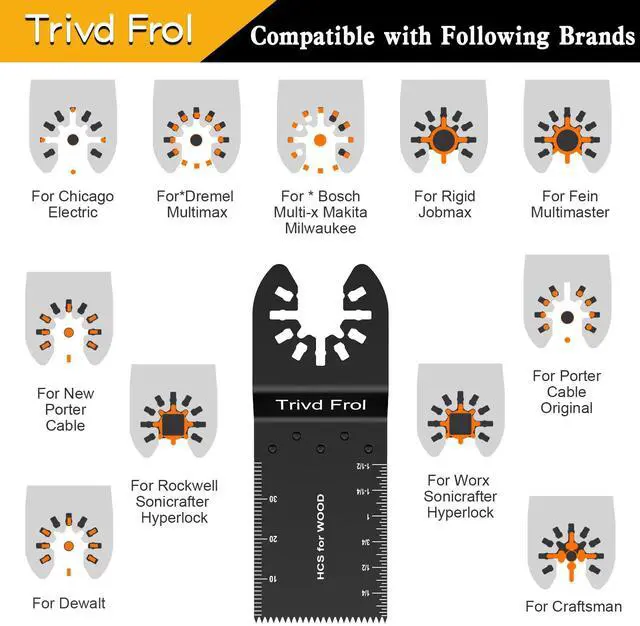 Alt view image 6 of 7 - KEHIPI 50PCS Oscillating Saw Blades, Professional Universal Titanium Multitool Blades for Wood Plastics Metal, Quick Release Multi Tool Blades Kits Fit Dewalt Ryobi Milwaukee Rockwell Fein