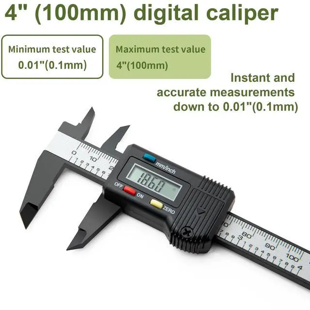 Alt view image 5 of 7 - KEHIPI Small Digital Caliper 0-4" Mini Measuring Tool, Micrometer Caliper with Auto-Off Feature, Interchangeable Between inches and millimeters for Jewelry Measurement and 3D Printing