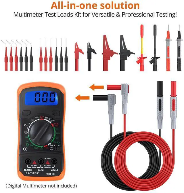 Alt view image 2 of 7 - KEHIPI  Multimeter Test Leads Kit 26pcs - Multi Testers Replacement Test Leads with Alligator Clips Test Probe Spring Test Hook Test Prods Storage Bag Electric Tester Leads for Multimeter Tester