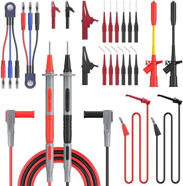 Main image of KEHIPI  Multimeter Test Leads Kit 26pcs - Multi Testers Replacement Test Leads with Alligator Clips Test Probe Spring Test Hook Test Prods Storage Bag Electric Tester Leads for Multimeter Tester