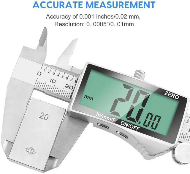 Alt view image 2 of 7 - KEHIPI Digital Caliper, 6 Inch Caliper Tool with Extra Large LCD Screen, Auto-Off Feature, Easy Switch from Inch Metric Fraction, Stainless Steel Vernier Caliper Measuring Tool for DIY/Household