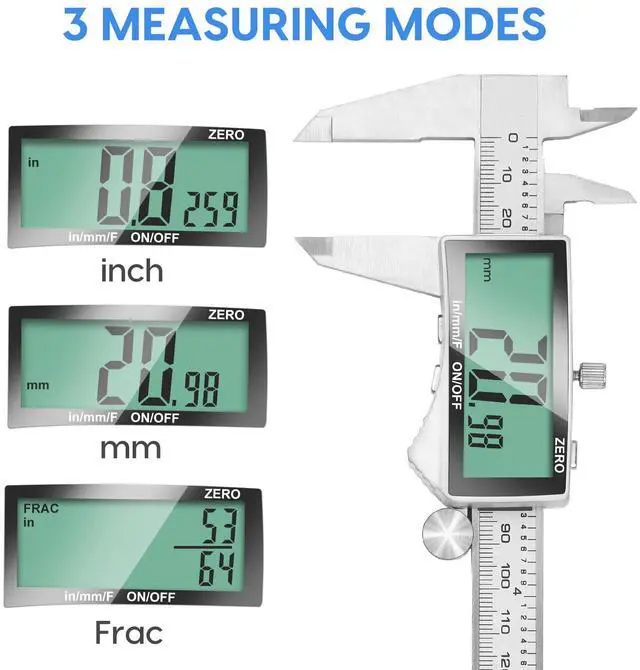 Alt view image 4 of 7 - KEHIPI Digital Caliper, 6 Inch Caliper Tool with Extra Large LCD Screen, Auto-Off Feature, Easy Switch from Inch Metric Fraction, Stainless Steel Vernier Caliper Measuring Tool for DIY/Household