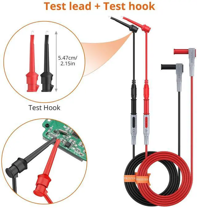 Alt view image 3 of 7 - KEHIPI 9pcs Multimeter Test Leads Set - Multimeter Electrical Testing Kit with Alligator Clips, Test Hooks, Test Probes, Tweezers, Premium Insulated Multimeter Tester Accessories