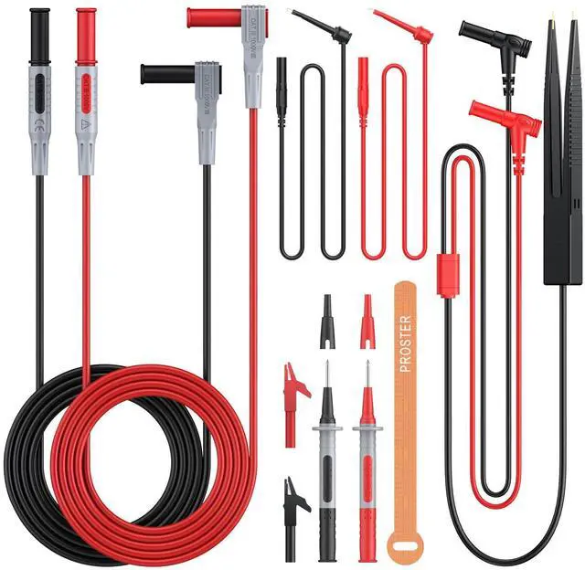 Alt view image 5 of 7 - KEHIPI 9pcs Multimeter Test Leads Set - Multimeter Electrical Testing Kit with Alligator Clips, Test Hooks, Test Probes, Tweezers, Premium Insulated Multimeter Tester Accessories
