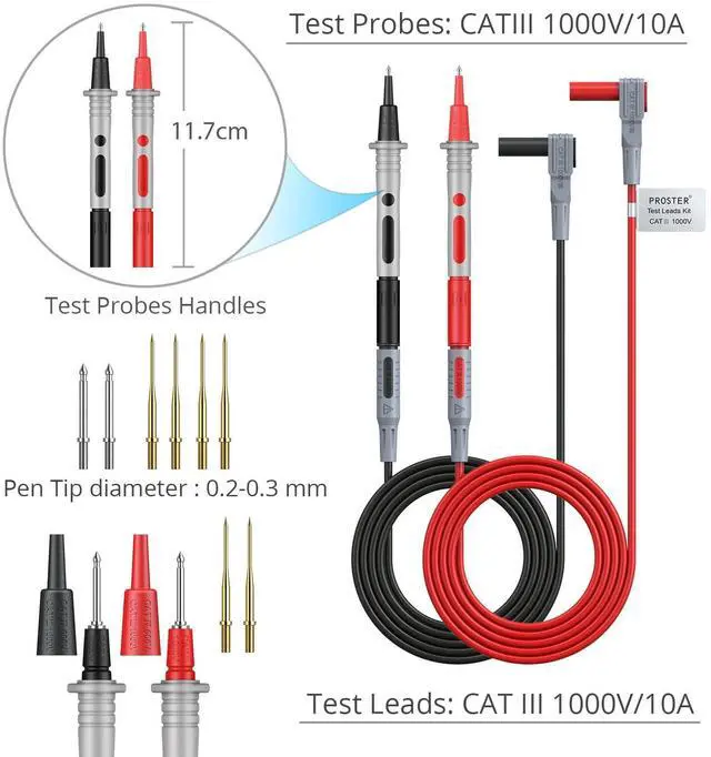 Alt view image 3 of 7 - KEHIPI Electrical Multimeter Test Lead 24pcs - Multitester Leads Multimeter Probe Alligator Clips Replaceable Volt Clamp Meter Leads Electronic Test Lead