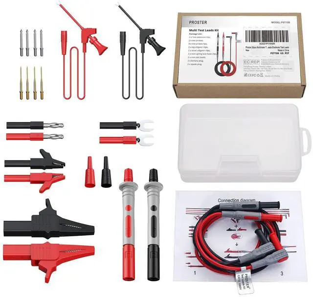 Alt view image 6 of 7 - KEHIPI Electrical Multimeter Test Lead 24pcs - Multitester Leads Multimeter Probe Alligator Clips Replaceable Volt Clamp Meter Leads Electronic Test Lead