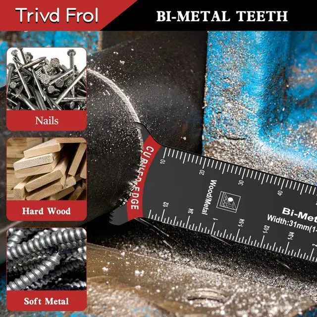 Alt view image 6 of 7 - KEHIPI 20 PCS Extra Long Oscillating Saw Blades,Curved Edge Bi-Metal and Japanese Teeth Multitool Blades Precise Cut for Wood Plastic Nails Metal,Multi Tool Blades Kits Fit Dewalt Milwaukee Bosch 70MM