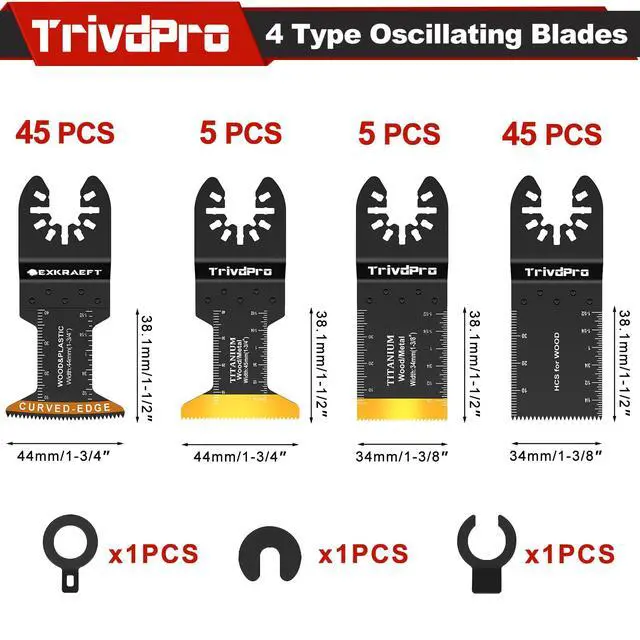 Alt view image 2 of 7 - KEHIPI Multitool Blades Multi-Tool Blades Kits - 100pcs Oscillating Tool Blade Oscillating Saw Blades for Metal Wood Plastic, Oscillator Blades for Multi Tool Fits Dewalt Milwaukee Ryobi Fein Bosch