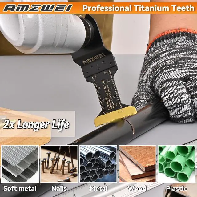 Alt view image 3 of 7 - KEHIPI 25PCS Titanium Oscillating Tool Blade, Professional Bi-Metal Multitool Blades Kits for Wood Nails, Metal, Plastic, with Japanese Teeth Compatible with Dewalt Milwaukee Bosch Ryobi