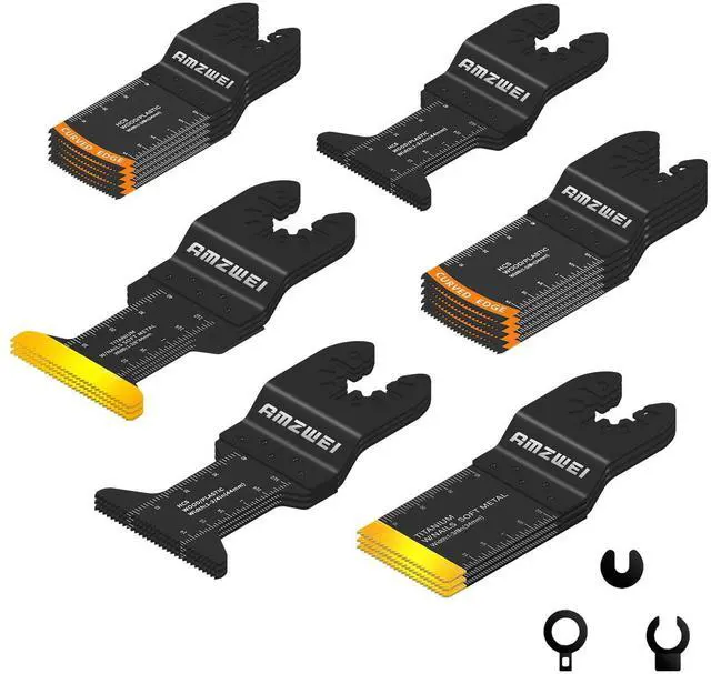Main image of KEHIPI 22PCS Oscillating Tool Blades, 5 Types Titanium & HCS Oscillating Saw Blades for Metal, Wood, Plastic, Quick Release Oscillating Tool Blades Fit for Dewalt Milwaukee Ryobi Rockwell Fein