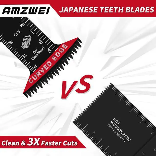 Alt view image 4 of 7 - KEHIPI 16PCS Japanese Teeth Oscillating Tool Blade, CRV Extra Long Multi Tool Blade Kits for Wood Clean Cutting, Universal Oscillating Saw Blades Fit Dewalt Bosch Milwaukee Ryobi