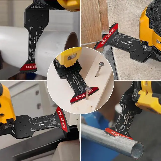 Alt view image 4 of 7 - KEHIPI 10 Pcs Bi-Metal Oscillating Tool Blades Metal Cutting, 1-3/4" Curved Edge Multitool Blades for Soft Metal, Hard Wood, Plastic, Oscillating Saw Blades Fit Dewalt Milwaukee Bosch Ryobi