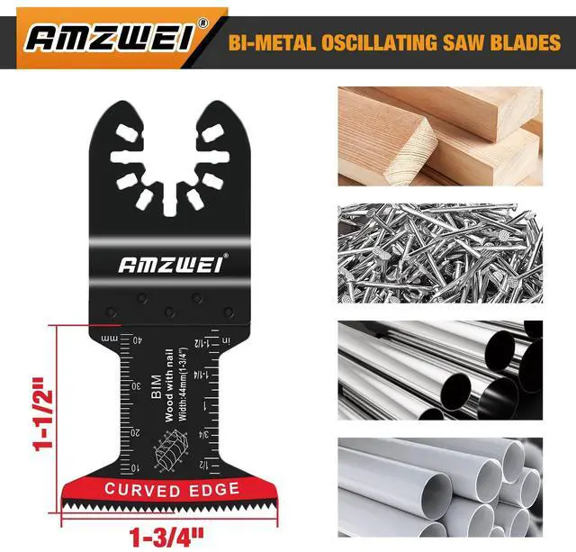 Alt view image 5 of 7 - KEHIPI 10 Pcs Bi-Metal Oscillating Tool Blades Metal Cutting, 1-3/4" Curved Edge Multitool Blades for Soft Metal, Hard Wood, Plastic, Oscillating Saw Blades Fit Dewalt Milwaukee Bosch Ryobi