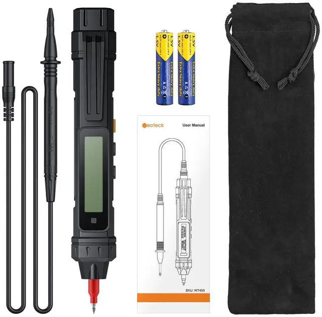 Alt view image 7 of 7 - KEHIPI 2 in 1 Pen Type Digital Multimeter Non-Contact Voltage Tester 6000 Counts Intelligent Multimeter with LCD Display for AC/DC Voltage Resistance Diode Continuity Capacitance Frequency