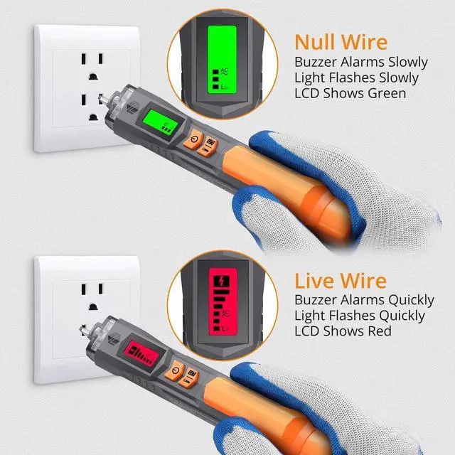 Alt view image 3 of 7 - KEHIPI Voltage Tester/Non Contact Voltage Tester 12-1000V/48-1000V Adjustable Sensitivity AC Voltage Detector Tester Pen Live/Null Wire Tester with LCD Display Buzzer Alarm Wire Breakpoint Finder