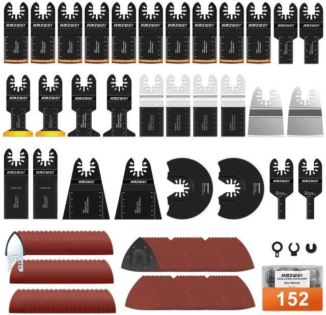 Main image of KEHIPI 152 Metal Wood Oscillating Tool Blade, Titanium Oscillating Saw Blades with Sandpaper, Quick Release Multi Tool Blades Kits for Dewalt Ryobi Milwaukee Rockwell Fein Makita