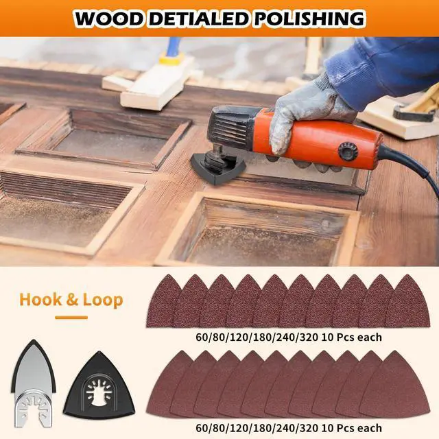 Alt view image 5 of 7 - KEHIPI 152 Metal Wood Oscillating Tool Blade, Titanium Oscillating Saw Blades with Sandpaper, Quick Release Multi Tool Blades Kits for Dewalt Ryobi Milwaukee Rockwell Fein Makita