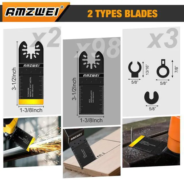 Alt view image 2 of 7 - KEHIPI 100Pcs Oscillating Tool Blades, Professional Universal Oscillating Saw Blades Wood Metal Cutting, Multitool Blades Compatible with Dewalt, Milwaukee, Dremel, Ryobi, Bosch