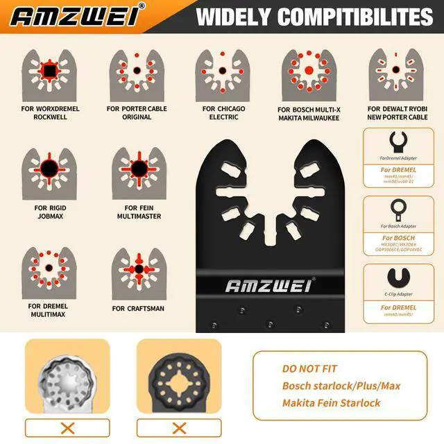 Alt view image 7 of 7 - KEHIPI 50PCS Multi Tool Blade Kits, Professional Titanium Oscillating Tool Blades for Metal, Wood, Plastic, Curved Edge Oscillating Saw Blades Compatible with Dewalt Milwaukee Ryobi Rockwell Fein